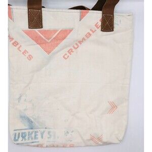 Ephemera Tote Bag with Leather Crossbody Strap, Vintage, Reclaimed Feedsack